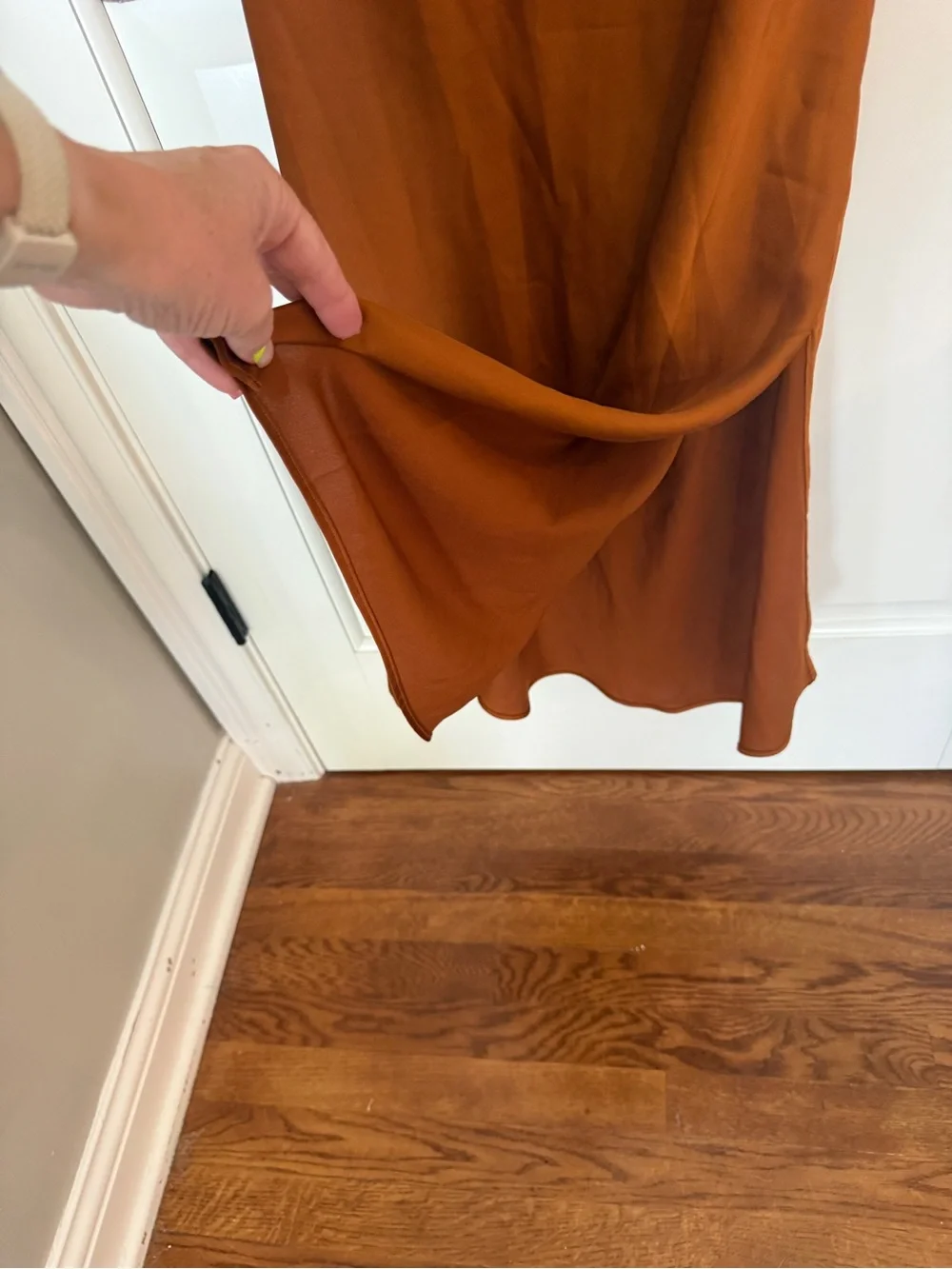 Abercrombie & Fitch Rust Satin Cross Back Maxi Dress Sz L 25967